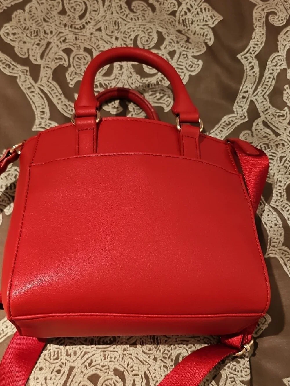 Juicy Couture Red Embossed Heart Satchel with Gold Charm
